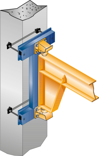 Befestigung an Stahlstütze über drei-seitige Stützenkonsole